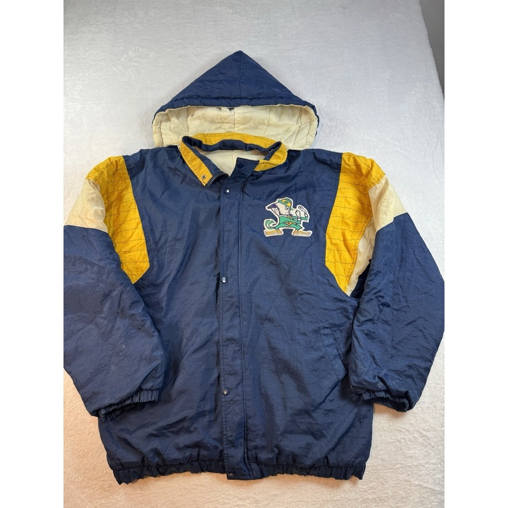 Vintage Notre Dame Fighting Irish Puffer Jacket Mens Large Color Block X-Large